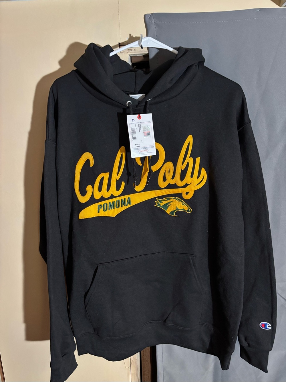 Champion Cal Poly Pomona Black Hoodie with Gold Script